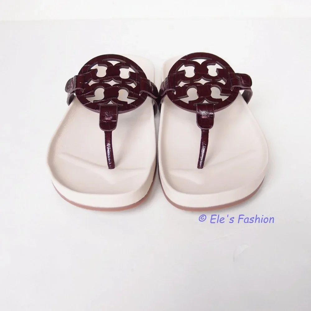 ❤️ NIB Tory Burch Miller Cloud Leather Sandal Cream PLUM US 7 7.5 8.5 9 9.5 AUTH - Picture 12 of 16